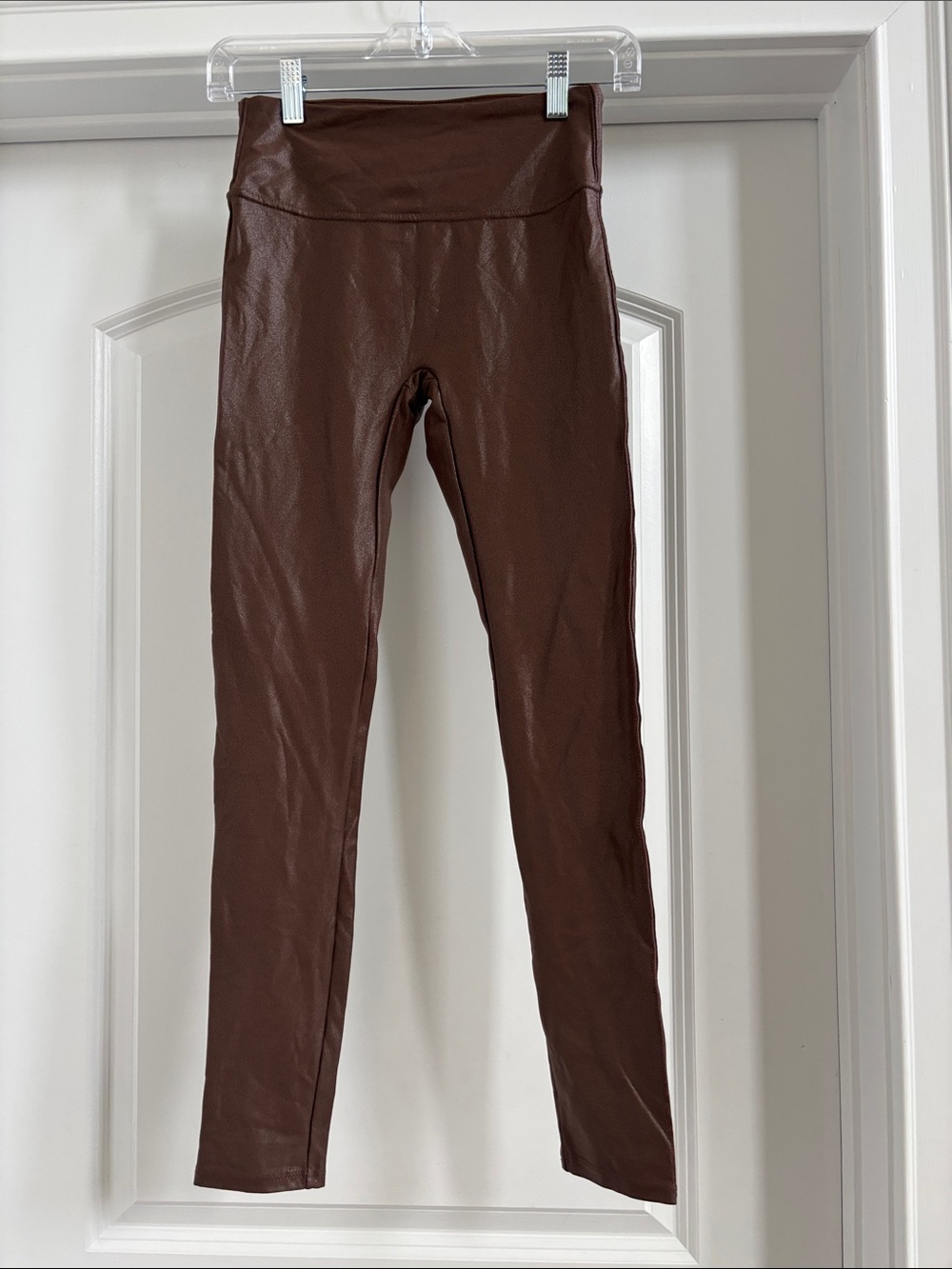 Women’s Brown High-Rise Faux-Leather Leggings